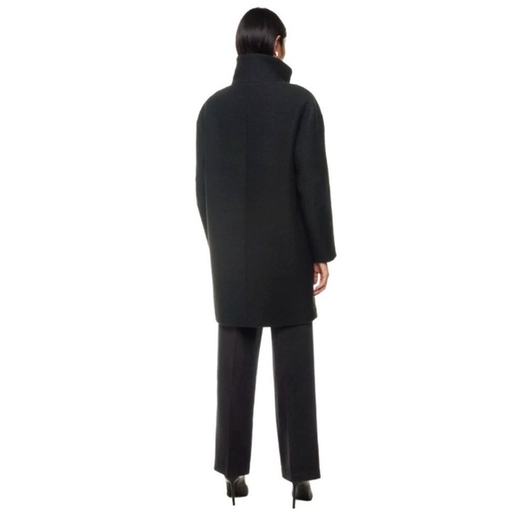 NWT Babaton Correa Funnel-Neck Wool Coat Black Size Large - Picture 2 of 13
